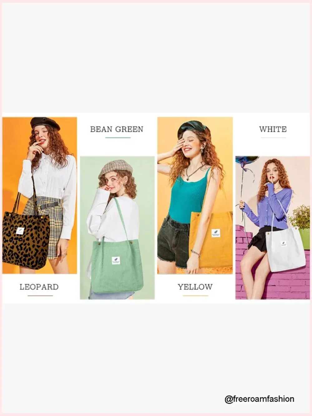 Large Capacity Corduroy Tote Bag with Pockets, Reusable Grocery Shoulder Bag